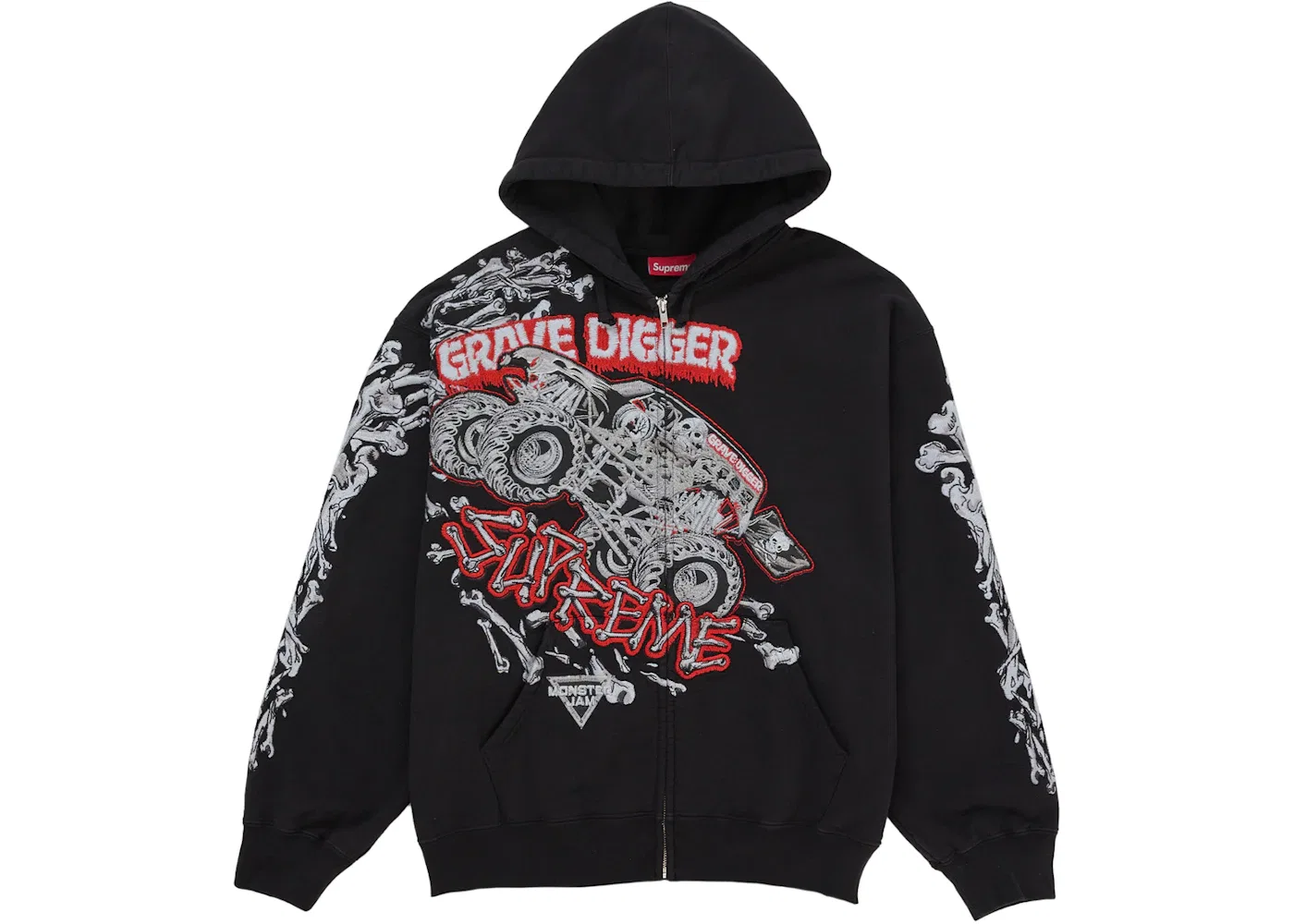 Мужская худи на молнии с принтом Grave Digger Supreme, Black