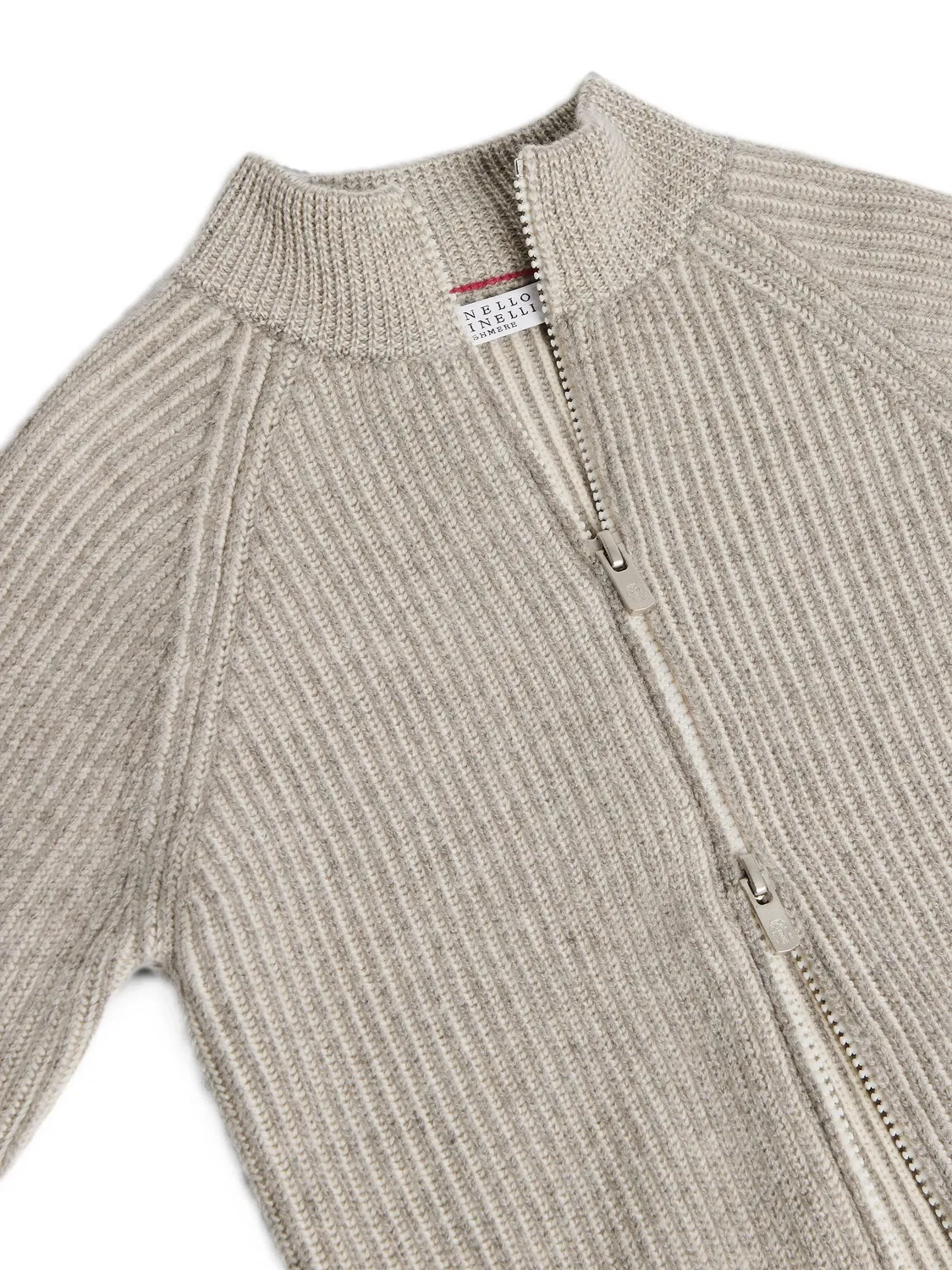 Кашемировый кардиган в рубчик Brunello Cucinelli Kids, нейтральные цвета — фото 3