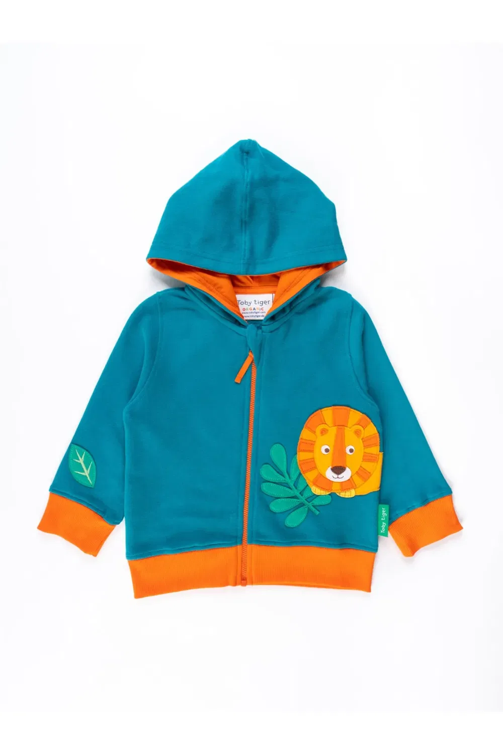 Детский худи с аппликацией Lion Toby Tiger, Teal