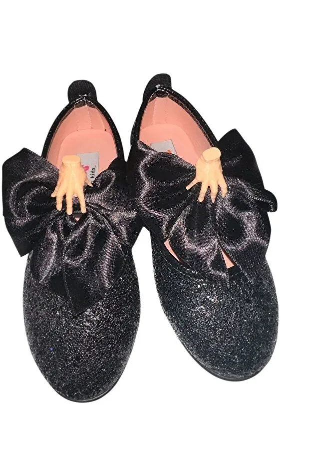 Детские балетки для девочек из искусственной кожи Wednesday black ballet design 3B Kids, Black