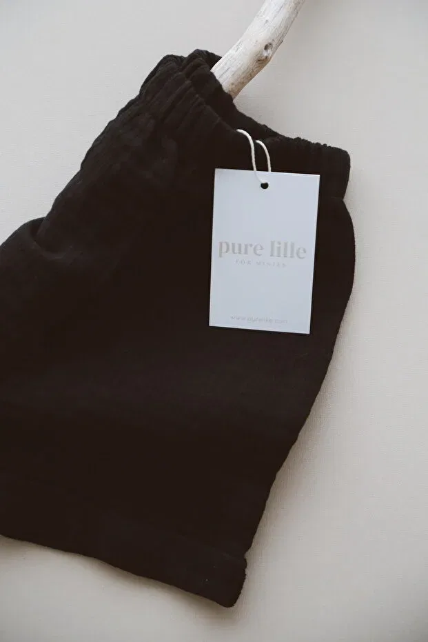 Детские шорты для девочек муслиновые Organic cotton muslin shorts (1-5 years) Pure Lille, Black — фото 3