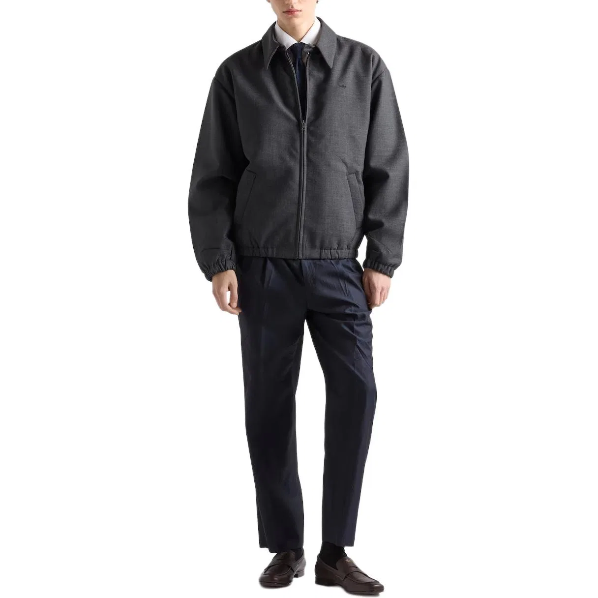 Мужская куртка с вышивкой Coal Gray PRADA — фото 3