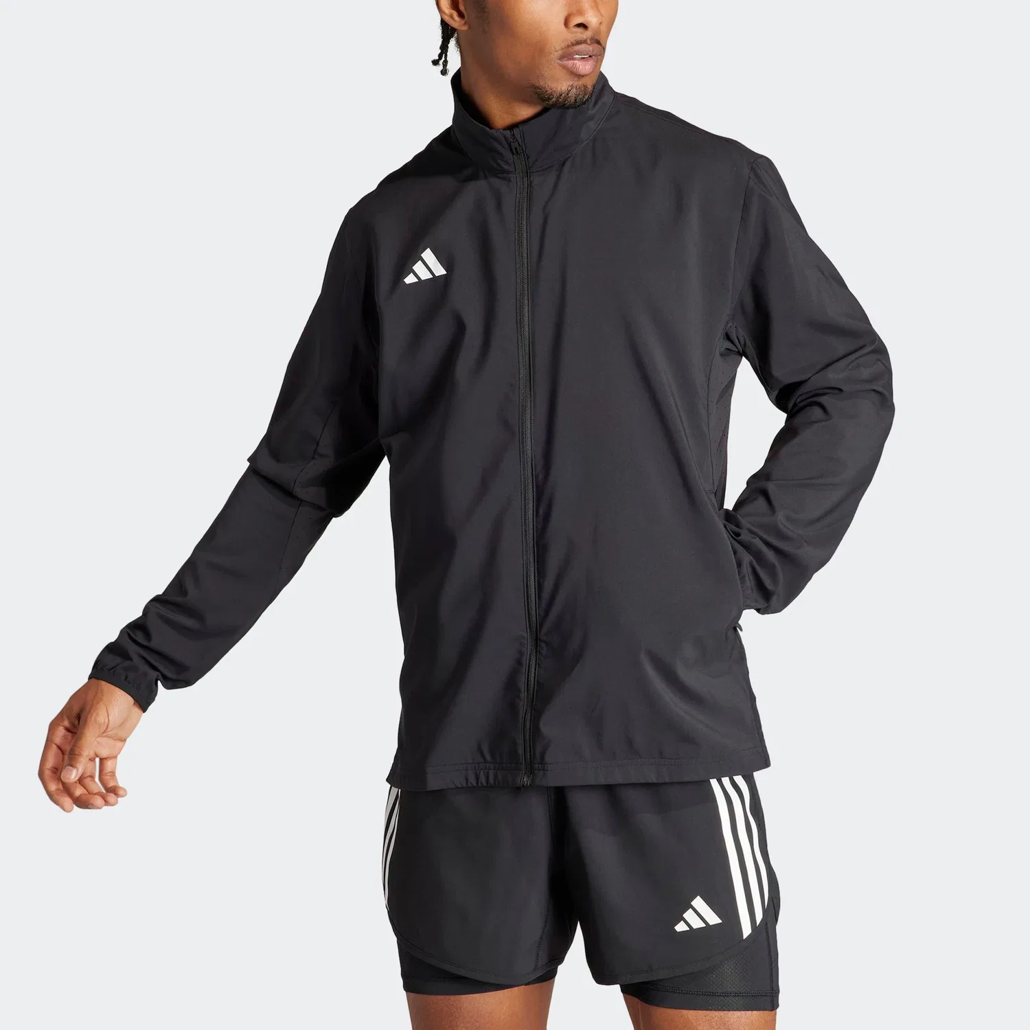 Мужская легкая беговая куртка с капюшоном Adizero E Adidas Performance, Black — фото 3