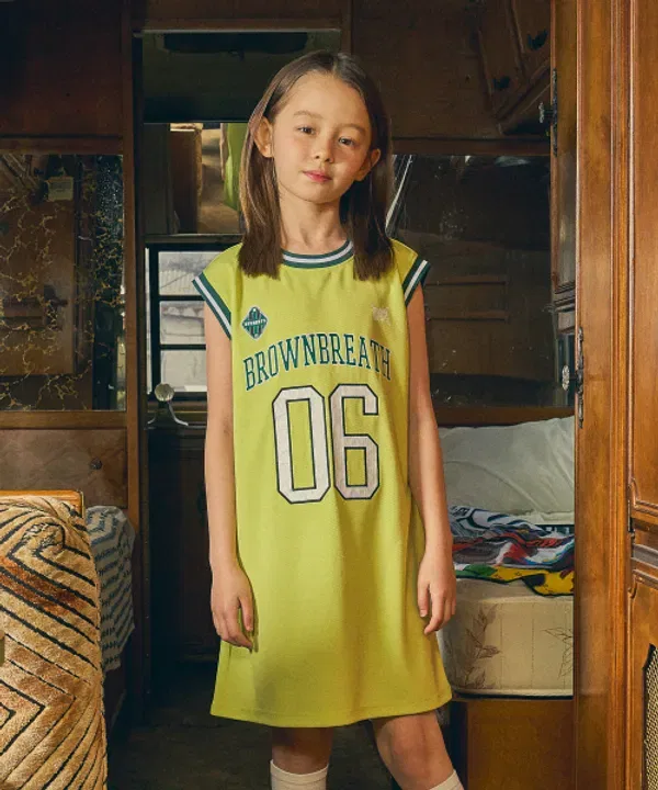 Детское платье из сетки, Kids Girl Mesh Onepiece Brownbreath Kids, лайм