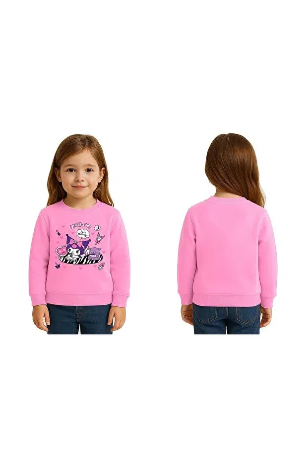 Детские свитшот для мальчиков с принтом Kuromi Printed Sedirli, Pink