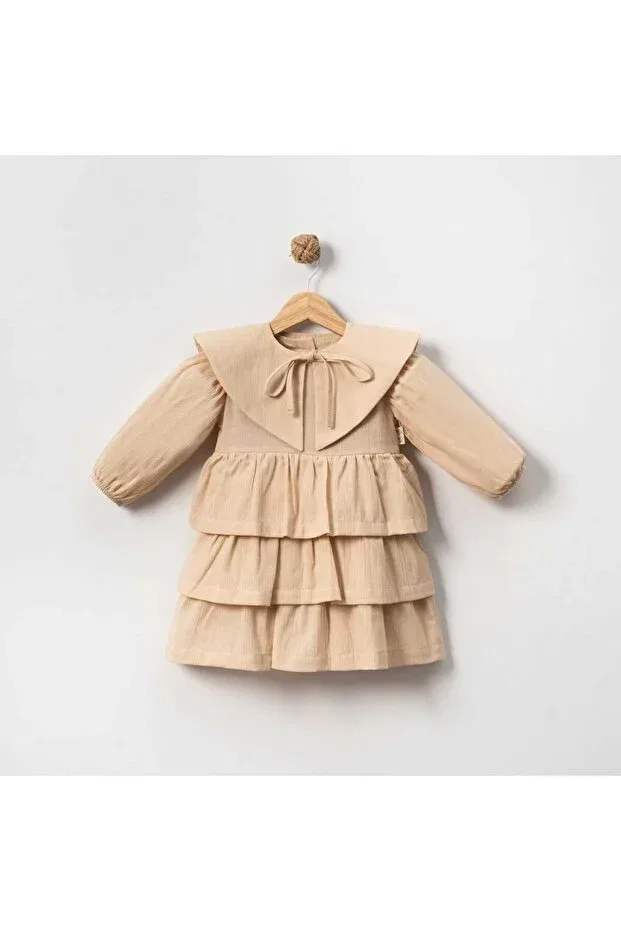 Детское платье для девочек хлопковое Pio Kids, Beige — фото 2