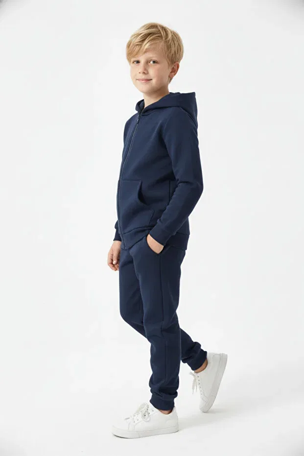 Детский спортивный костюм для мальчиков из флиса с капюшоном Fyk Kids, Navy Blue — фото 3