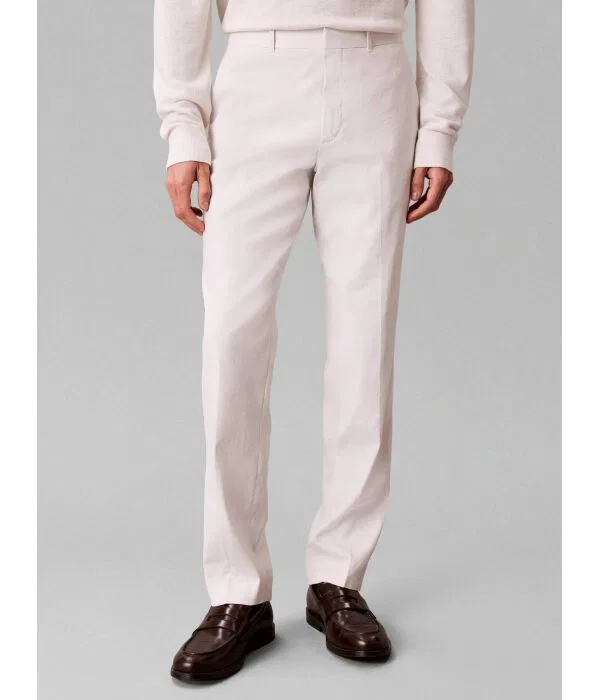 Мужские брюки из льна Slim Fit Calvin Klein, Écru
