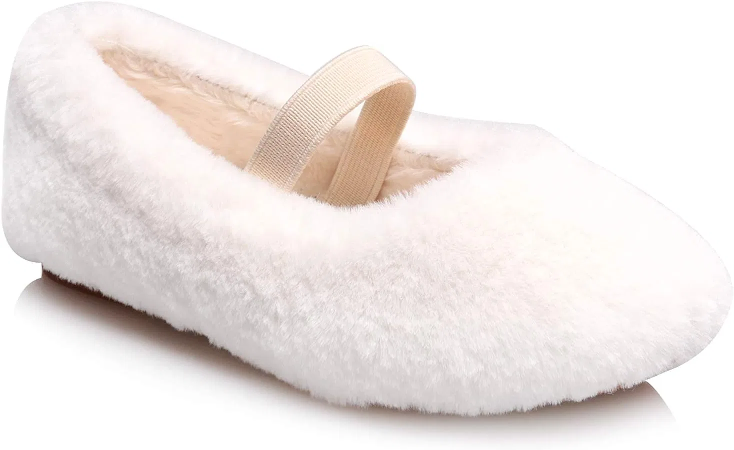 Детские балетки для девочек с мехом Mary Jane Flats JGKDTX, White