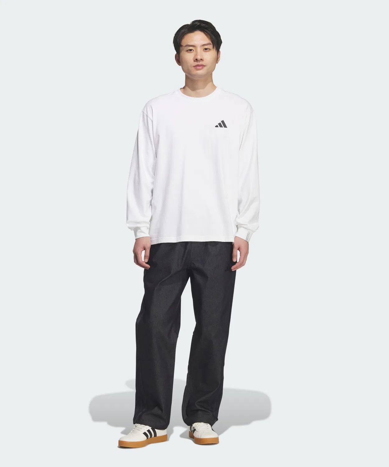 Мужские джоггеры с открытым низом Essentials Plus Regular Fit Stretch Denim Full Length Open Hem Pants Adidas, Blue — фото 3