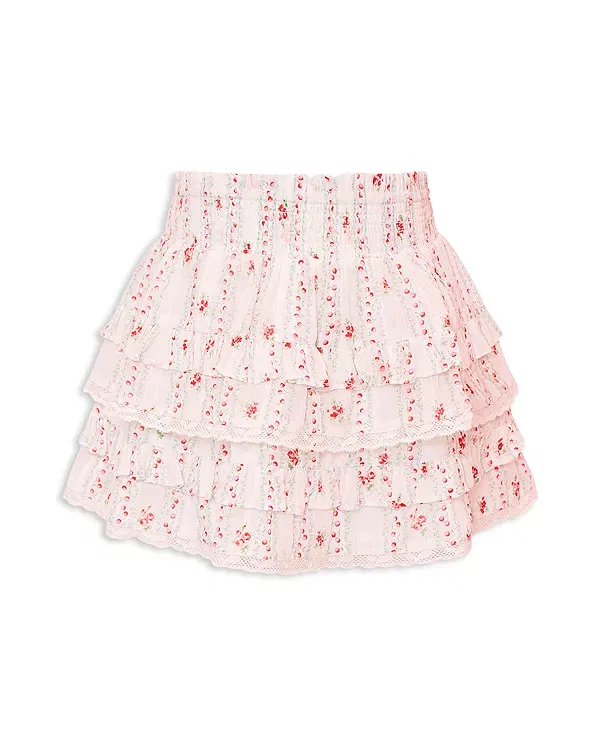Детская юбка для девочек на резинке с оборками Billie LoveShackFancy, Poppy Red