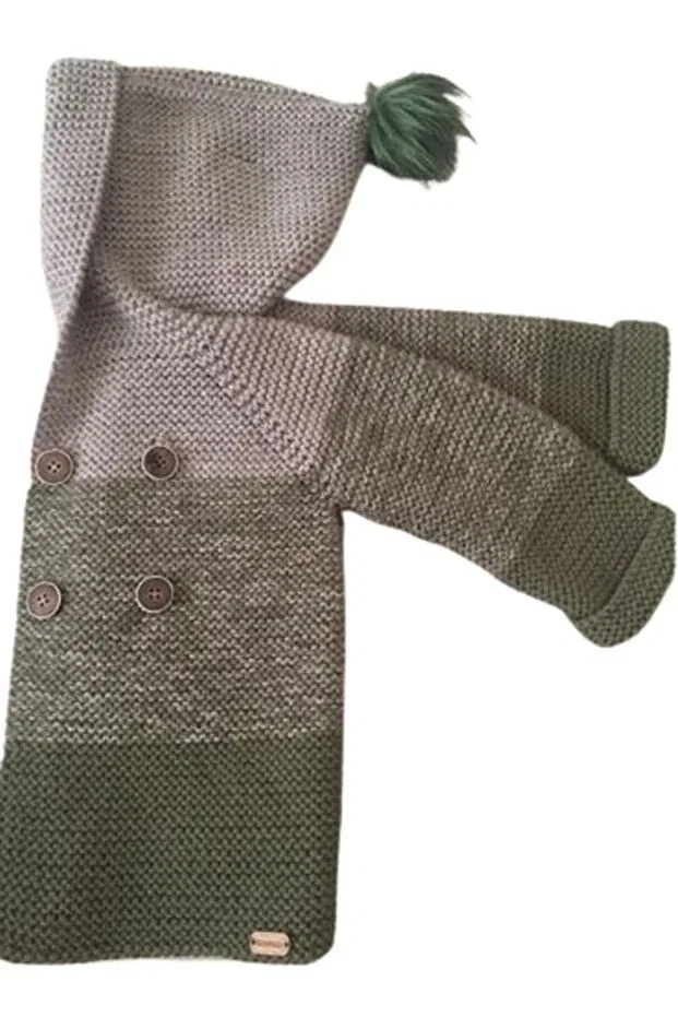 Детский кардиган с капюшоном градиентный Oyuncakpark, Khaki Green