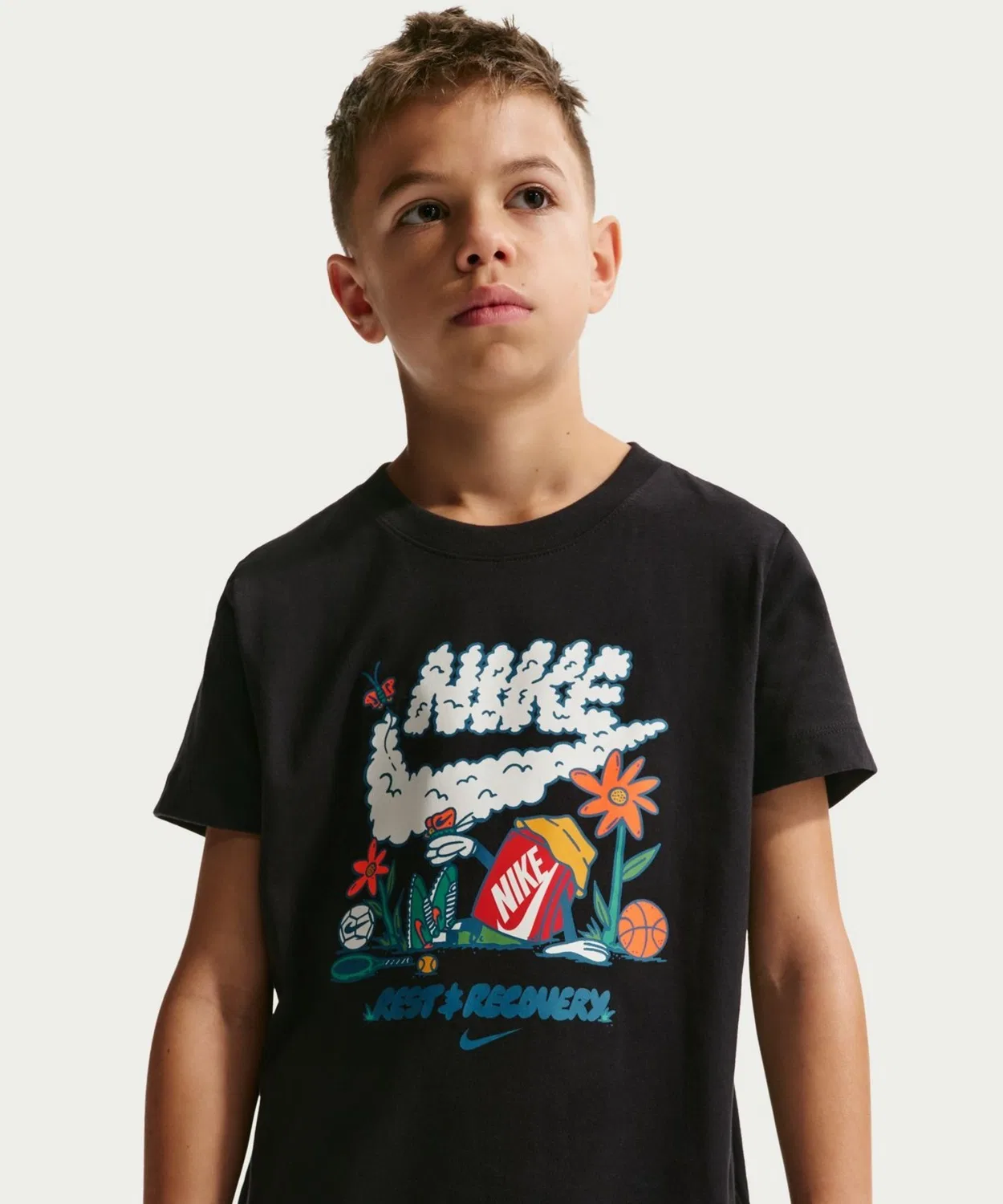 Детская футболка с принтом Boxy Rest NIKE, Black