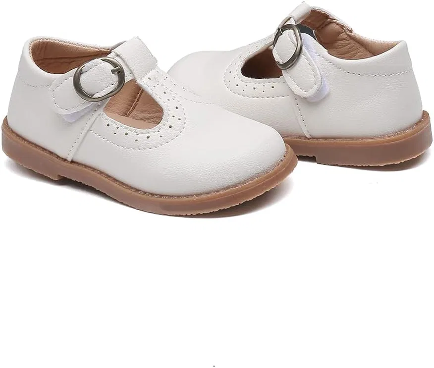 Детские туфли для девочек с Т-образным ремешком Classic Dress Flats Chiximaxu, White — фото 4