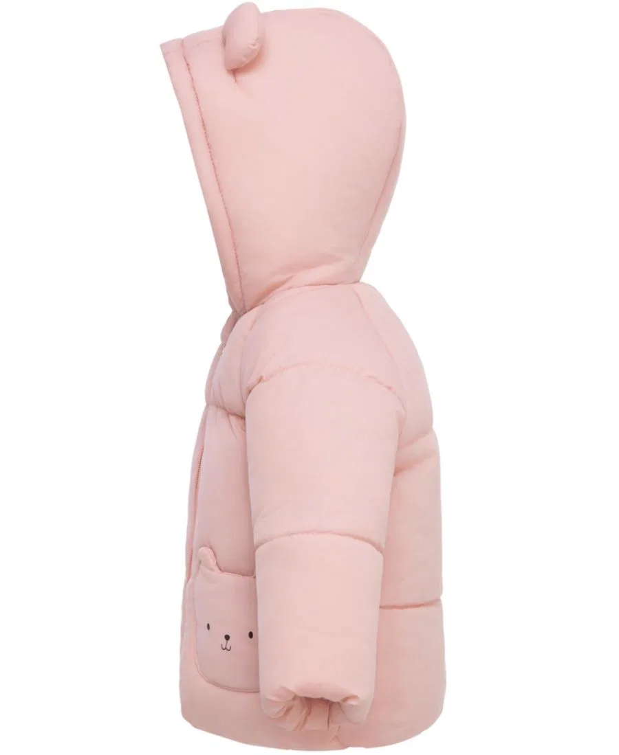 Куртка-пуховик с капюшоном и ушками мишки, модель Bear Ears Rokka&Rolla, Pink — фото 2