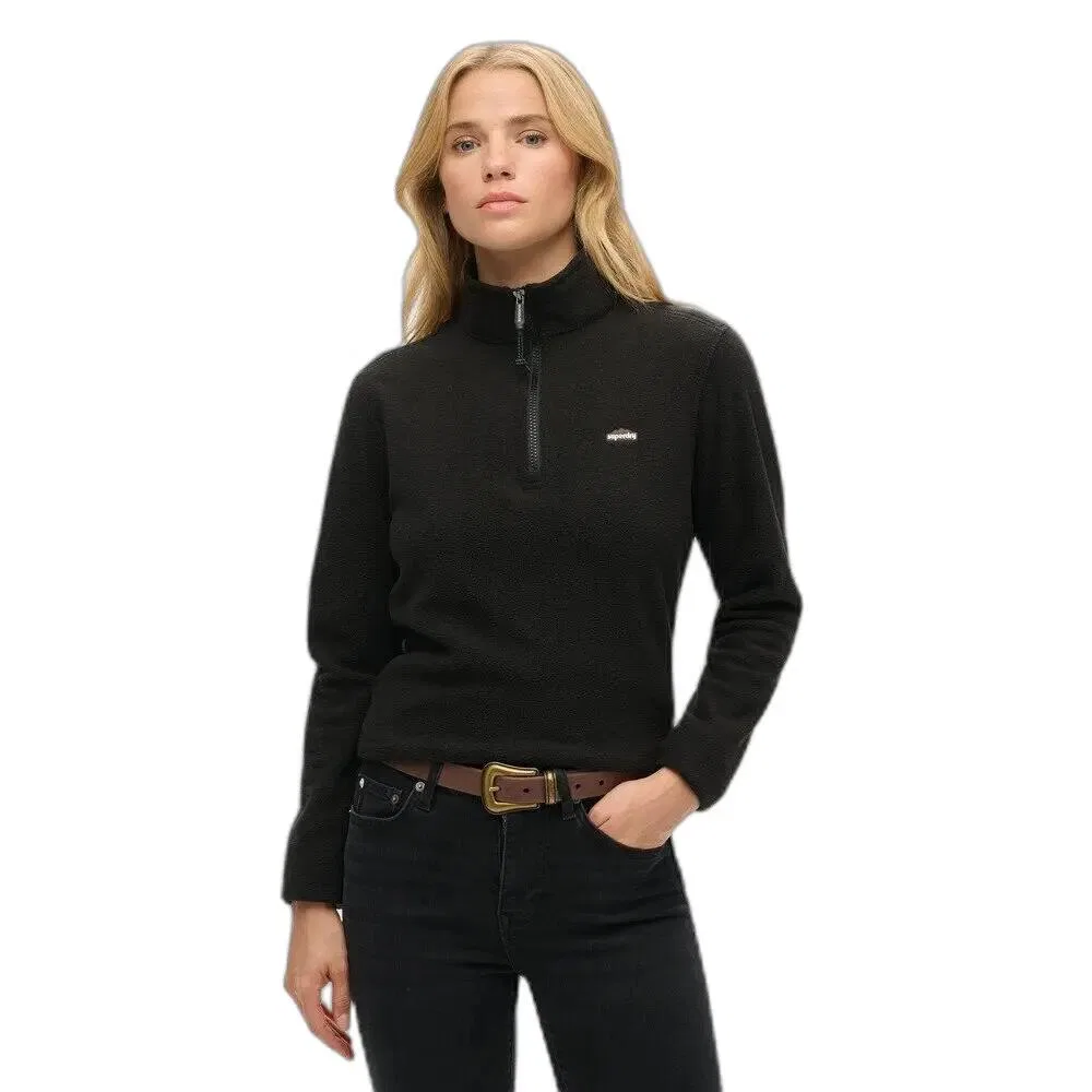 Женский флисовый пуловер с полузамком Superdry, Черный