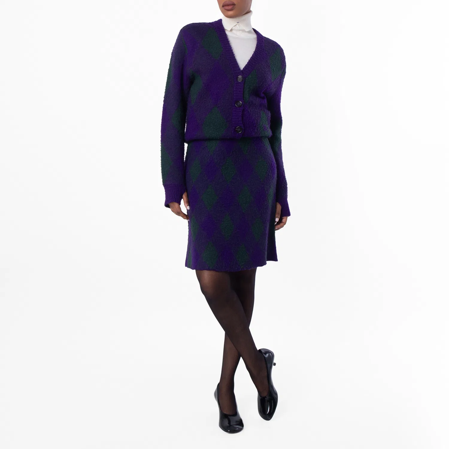 Юбка шерстяная с бахромой Vintage Check Frayed-Edge Wool Skirt Burberry, Royal Ip Pattern — фото 4