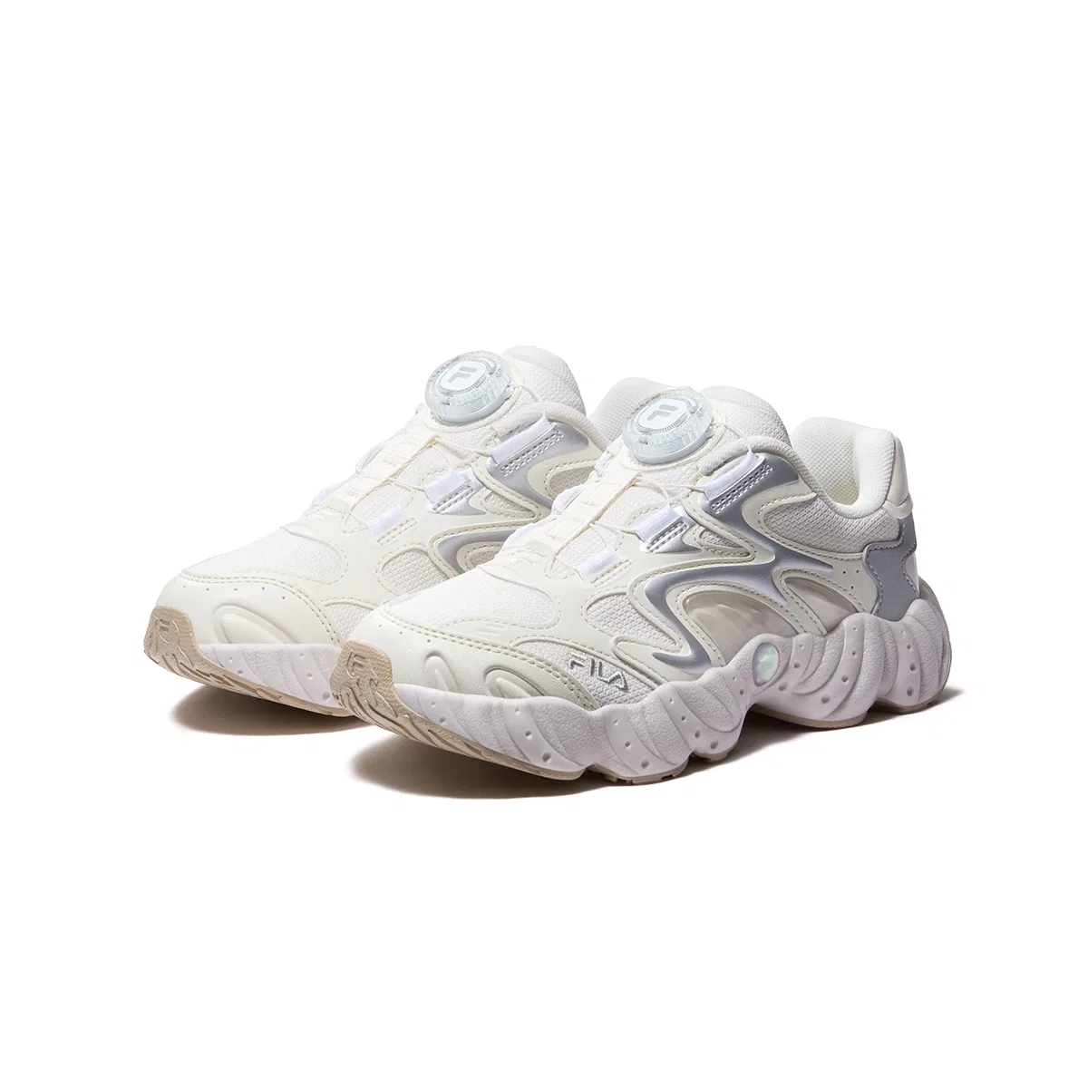 Детские кроссовки для мальчиков с закрытым носком FILA KIDS Heritage FHT, Milk White/Space Silver — фото 4
