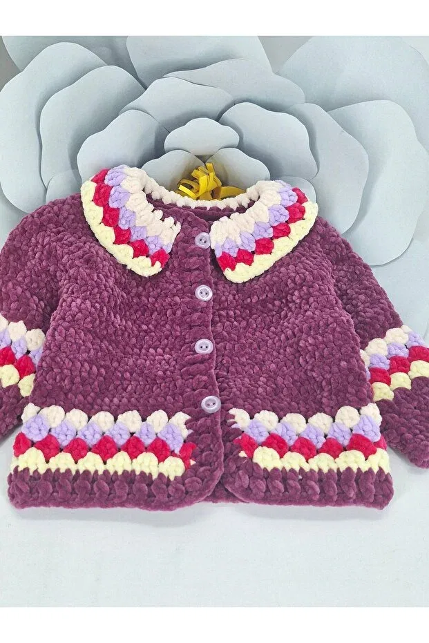 Детский кардиган для девочек вязаный Hand Knitted Velvet Evitle, Purple — фото 2