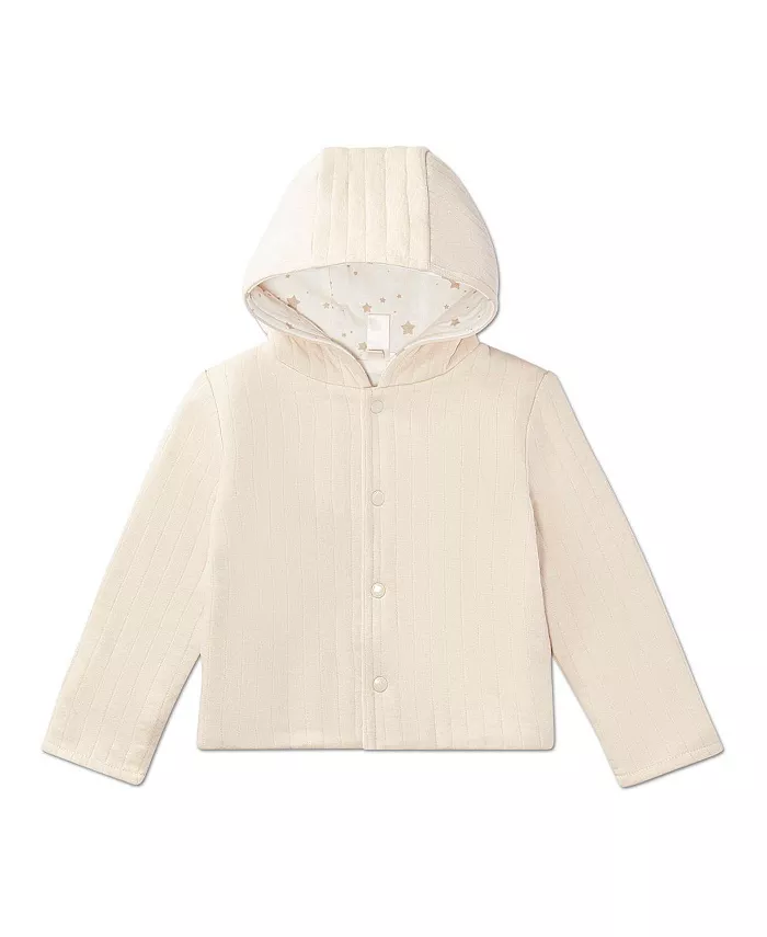 

Двусторонняя стеганая куртка с капюшоном из хлопка с принтом звезд для мальчиков или девочек MeMoi, белый