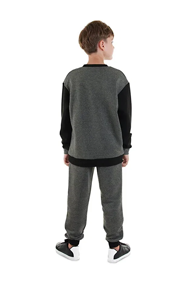 Детский спортивный костюм для мальчиков с принтом Wild Oversize Boy Denokids, Gri — фото 3