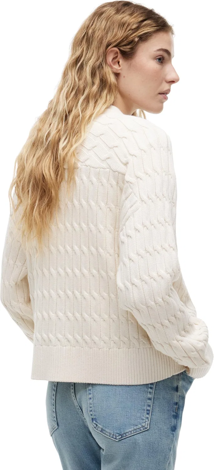 Женский свитер с V-образным вырезом Mid GG Cable Tommy Hilfiger, Yellow (Ivory Petal) — фото 2