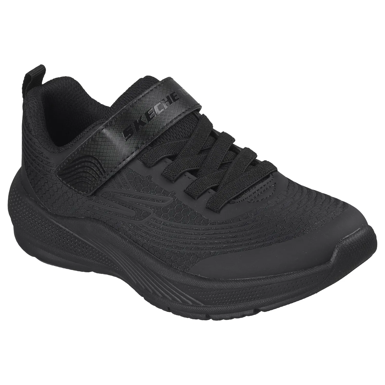 Детские текстильные кроссовки с эластичными шнурками MICROSPEC ADVANCE Skechers, Black