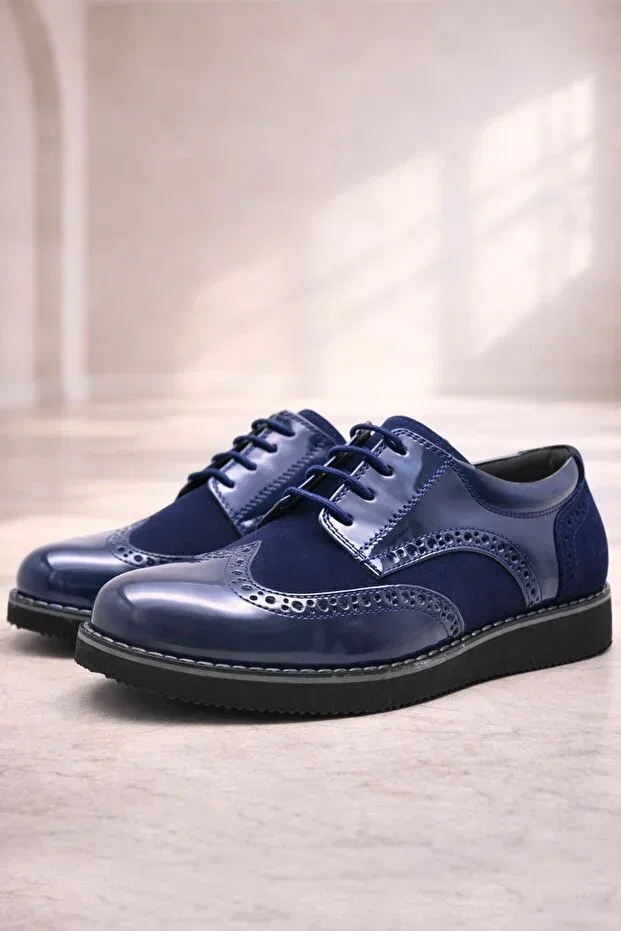 Детские классические туфли для мальчиков из лаковой кожи Hidra Rakerplus, Navy Blue