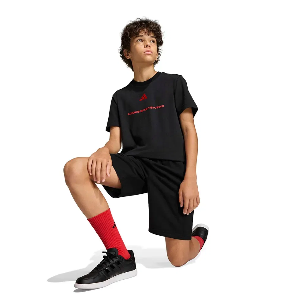 Футболка с коротким рукавом Adidas Slogan Single Jersey, черный — фото 4