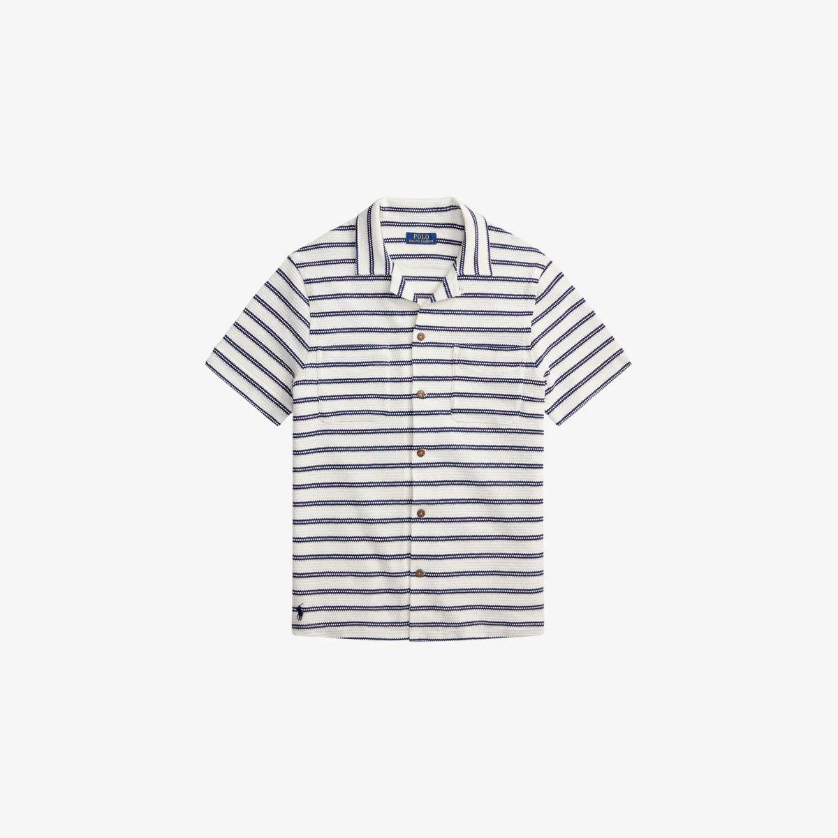 Рубашка из ткани с полосатой ажурной отделкой Polo Ralph Lauren, синий/кремовый