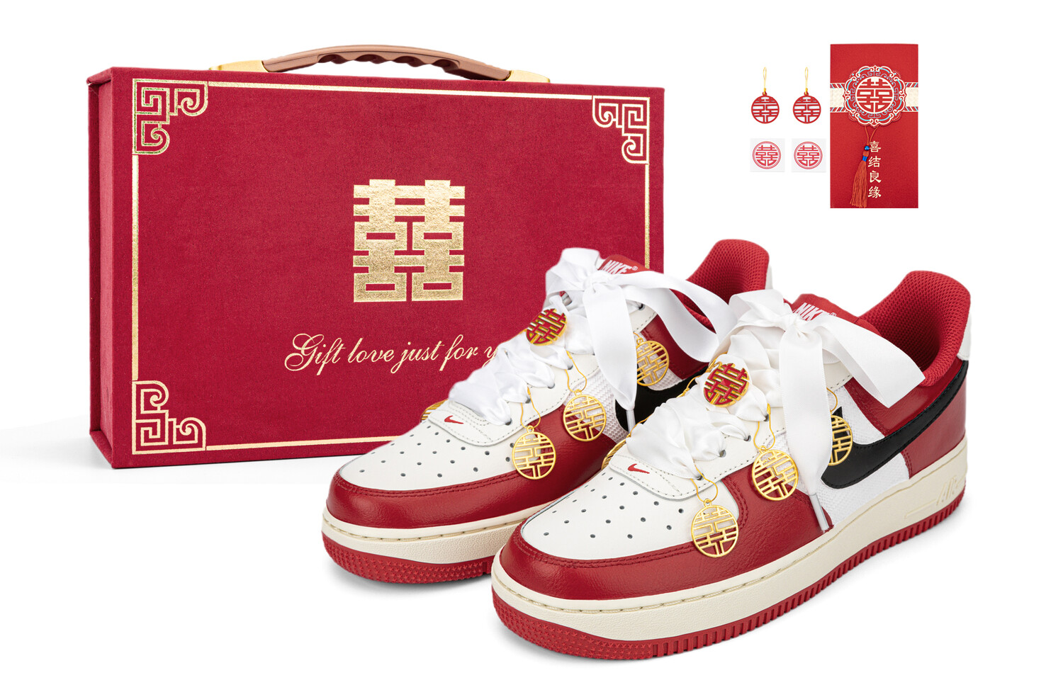 

Кроссовки Nike Air Force 1 Skateboard Shoes Unisex Low-Top Black White Red
