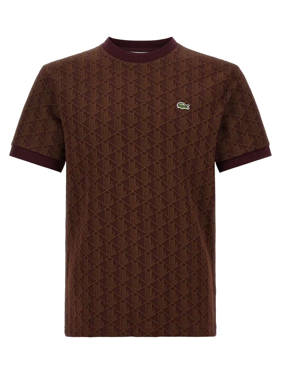 Футболка из жаккарда с монограммой Lacoste, коричневый