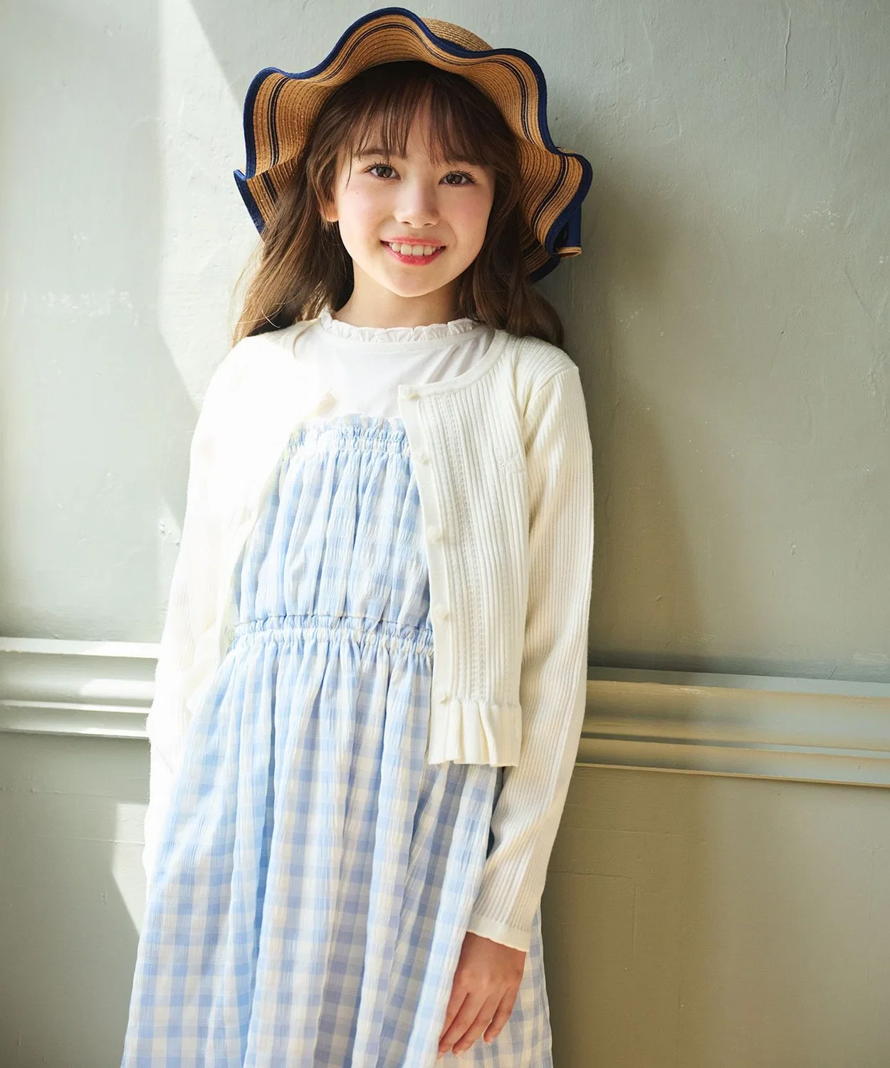 Детский кардиган из риба с кружевным узором Kumikyoku KIDS, Navy — фото 3