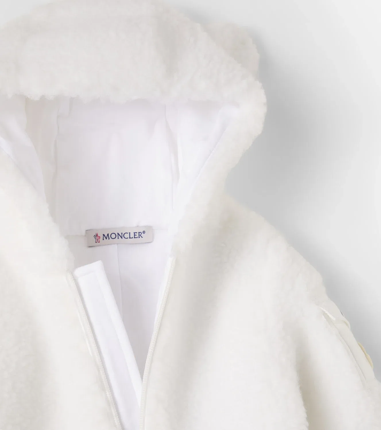Детский плюшевый комбинезон с капюшоном Moncler Enfant, белый — фото 4