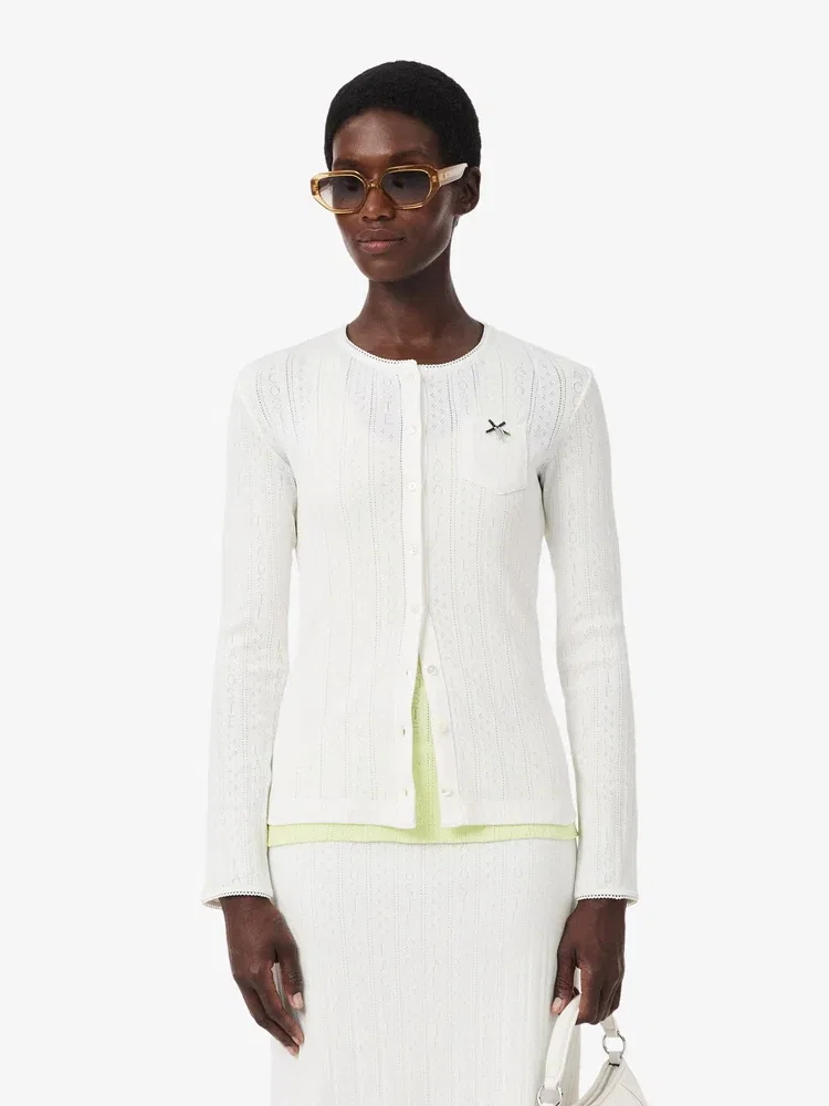 Кардиган LACOSTE Pointelle Ribbon Croc, Белый
