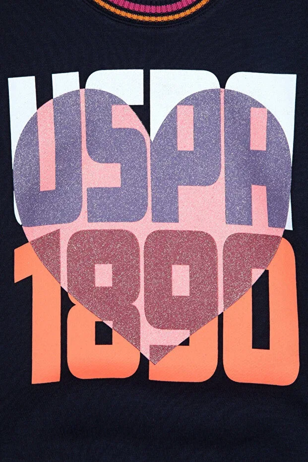 Детское для девочек свитшот с длинным рукавом U.S. Polo Assn., Navy Blue — фото 3