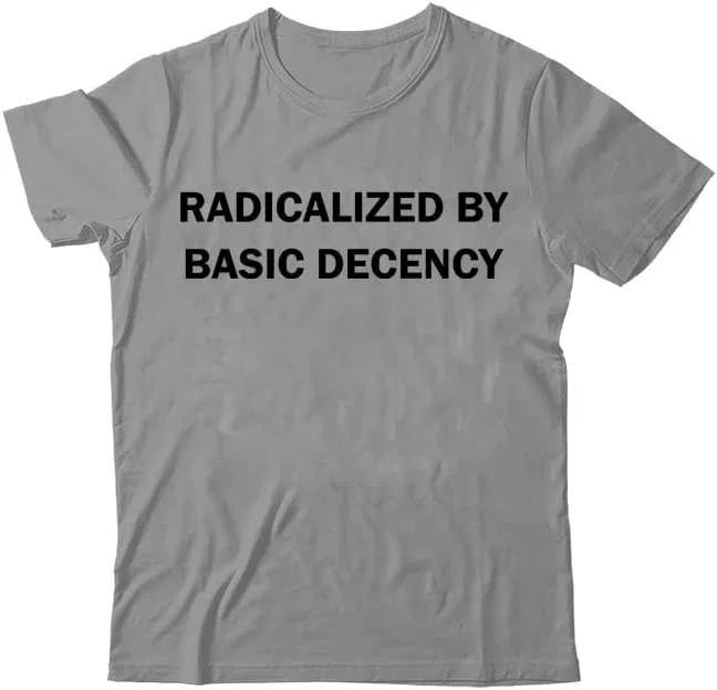 Унисекс футболка с принтом V-образным вырезом Radicalized by Basic Decency, Grey