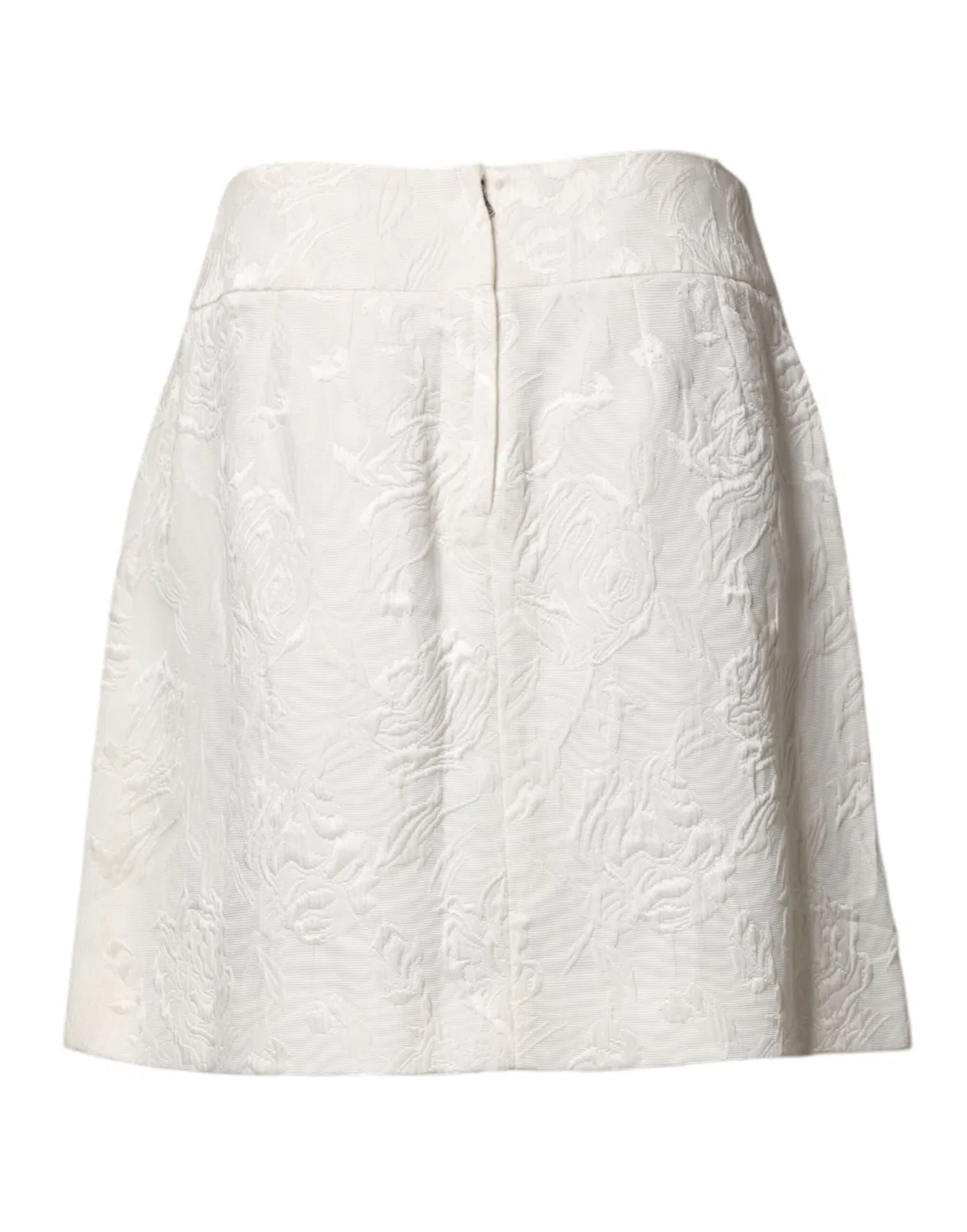 Женская мини-юбка с высокой посадкой White Floral Brocade High Waist Mini Dolce & Gabbana, White — фото 3