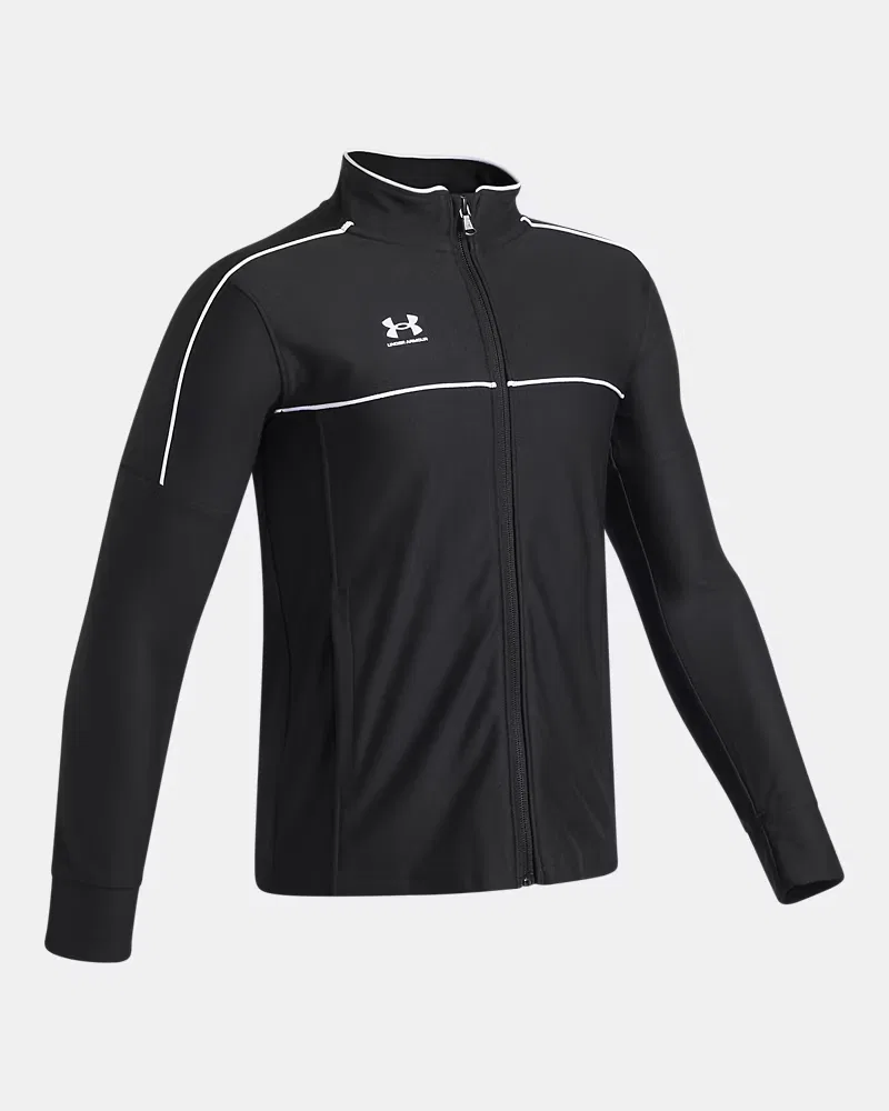 Куртка детская легкая дышащая влагоотводящая UA Challenger Track UnderArmour, Black/White — фото 3
