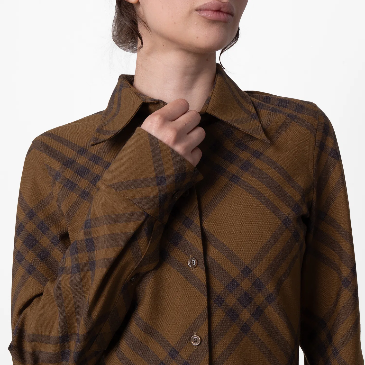Платье-рубашка из шерстяной смесовой ткани с принтом Check Wool Blend Shirt Dress Burberry, Camp Ip Check — фото 2