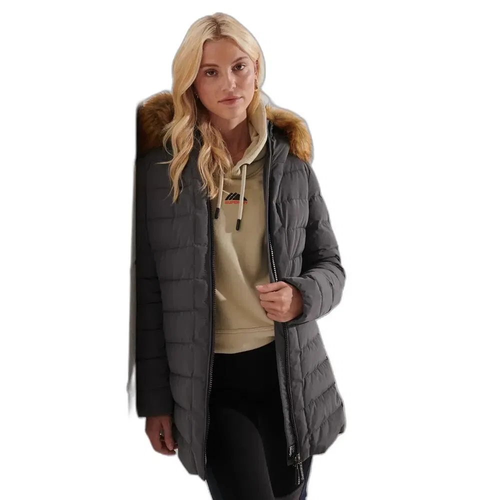 Женское длинное пуховое пальто Arctic Superdry, Grau / Kohlengrau