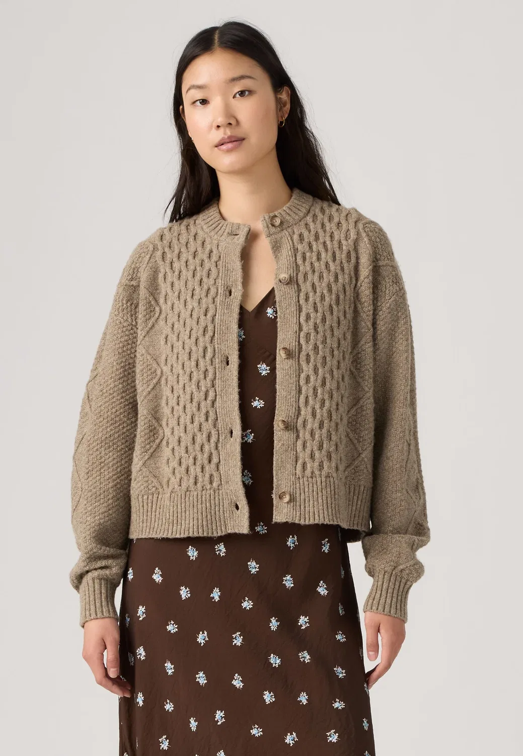 Кардиган Charlotte с круглым вырезом - кардиган Levi'S, Mushroom Heather B2625 Bros