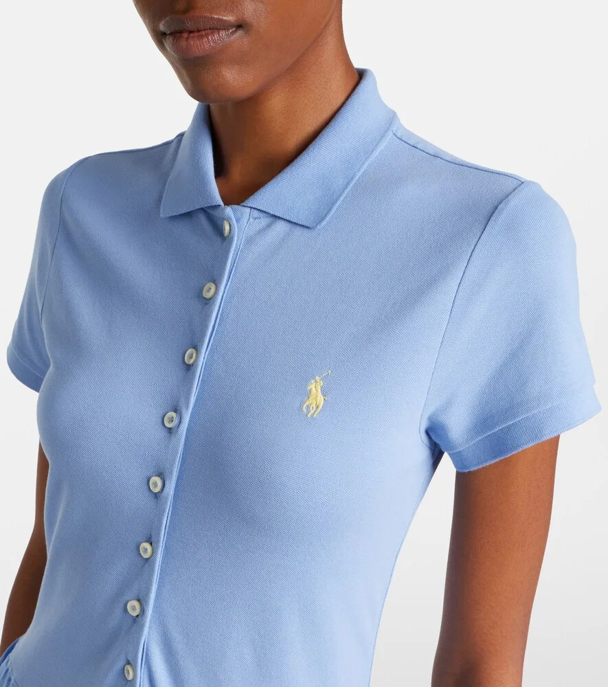 Платье-рубашка из смесовой хлопковой ткани Polo Ralph Lauren, синий — фото 3