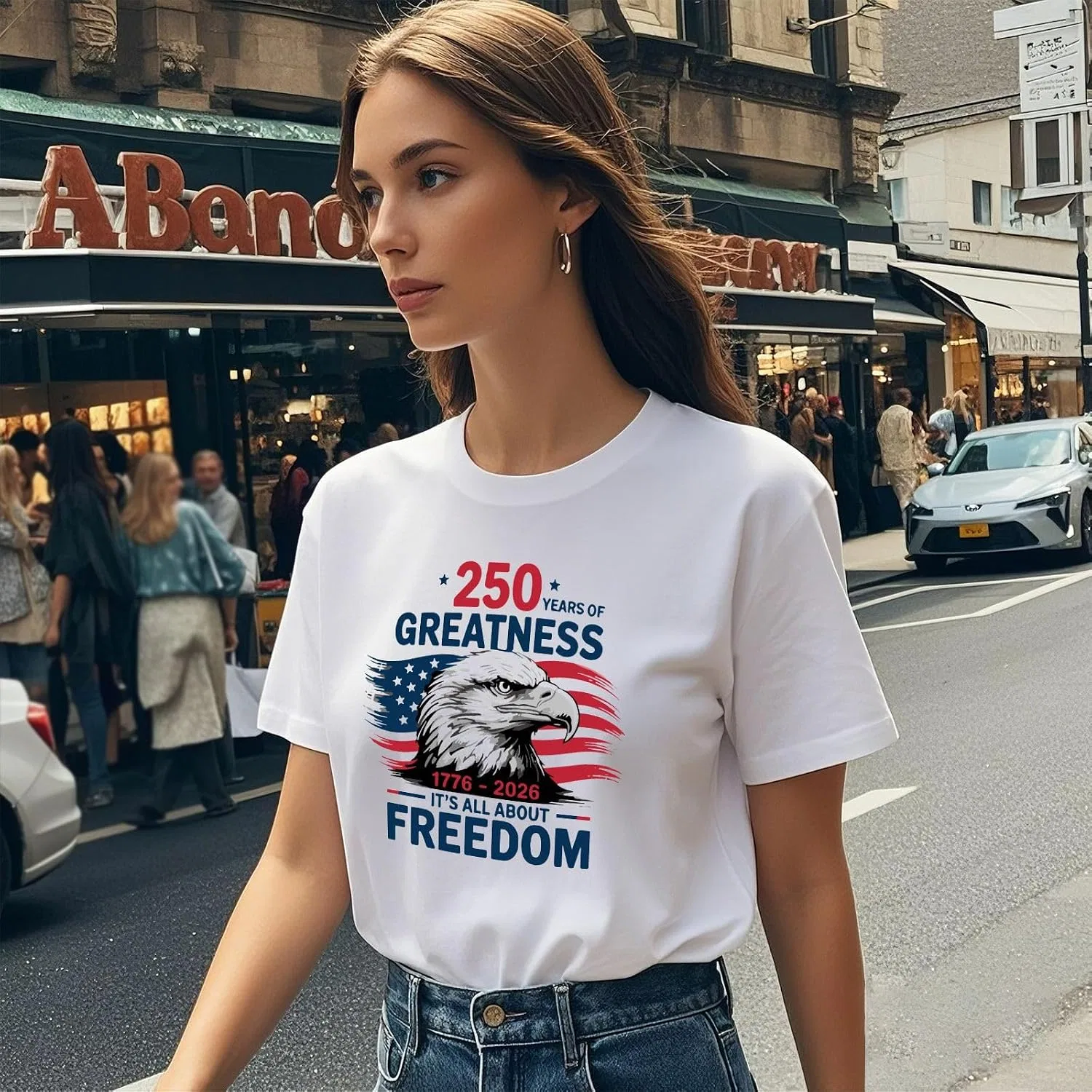 Футболка с принтом 1776-2026, Regular Fit, Shirt-003, White — фото 3