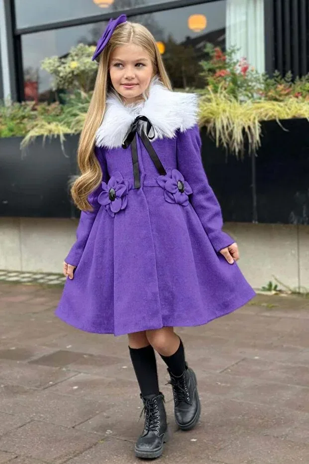 Детское зимнее пальто для девочек с длинным рукавом Riccotarz, Purple — фото 4
