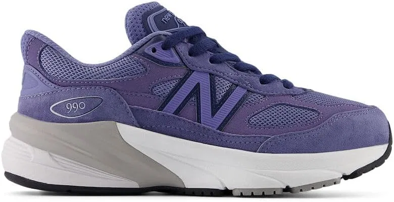 Детские кроссовки для девочек с водонепроницаемым верхом 990 V6 New Balance, Purple/Nb Navy — фото 3