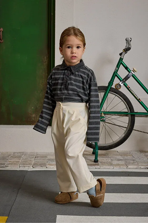 Детские свитшот для девочек в полоску Fahhar Kids, Anthracite — фото 3
