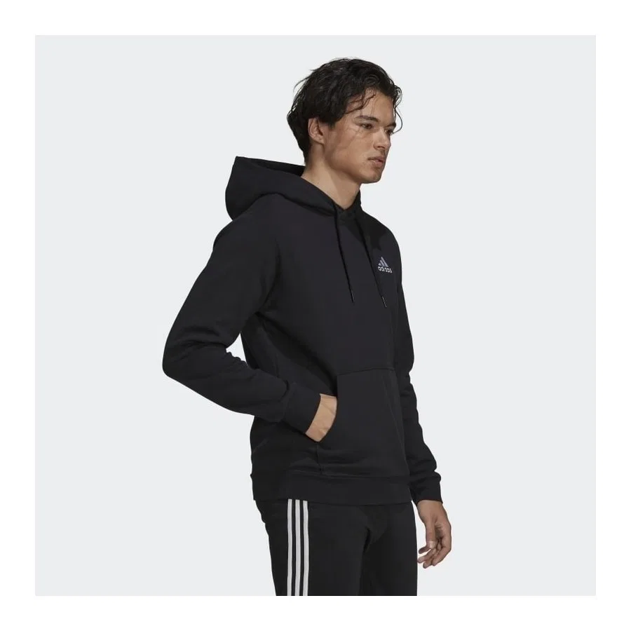 Мужской свитшот с капюшоном и принтом Essentials Fleece adidas, Черный — фото 3