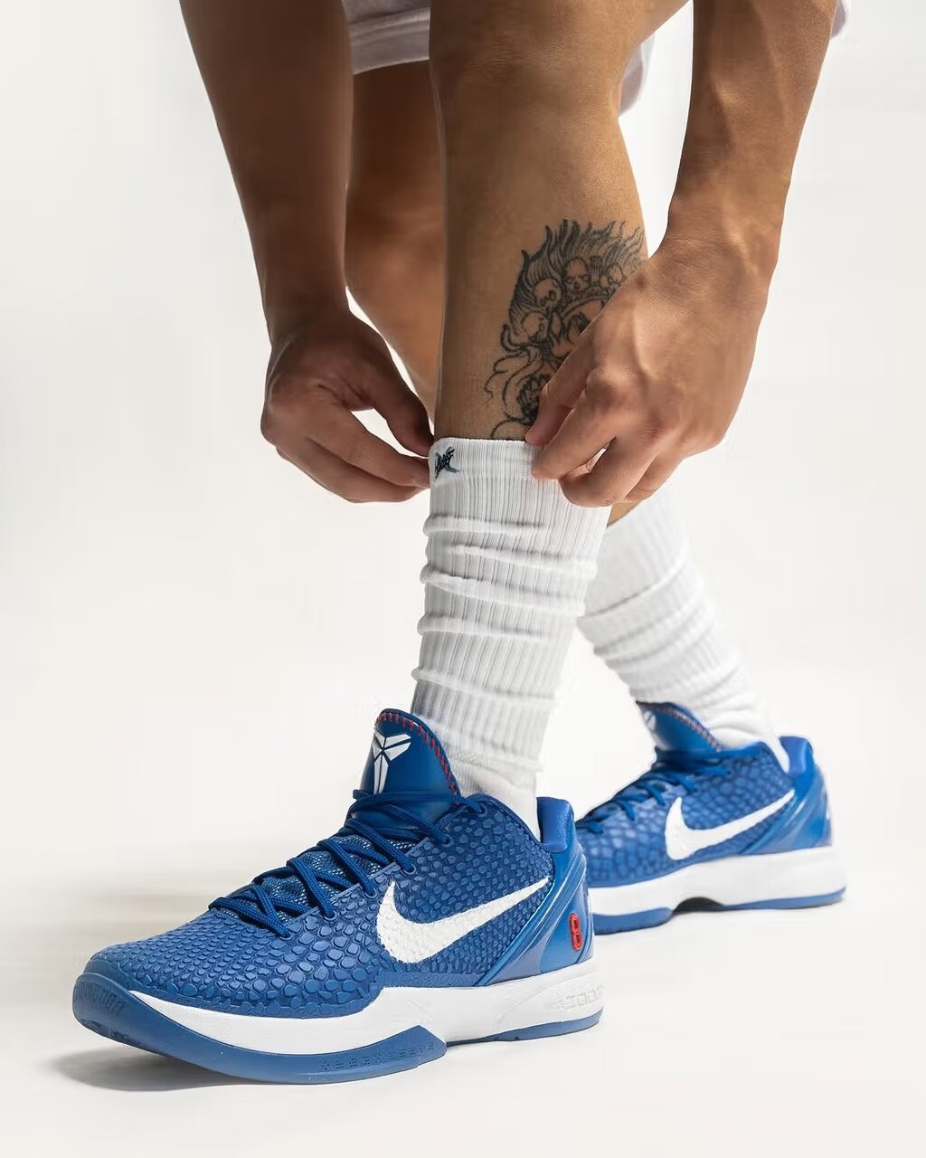 Баскетбольные кроссовки детские Nike Kobe 6 Protro 'Dodgers', синие/белые — фото 4