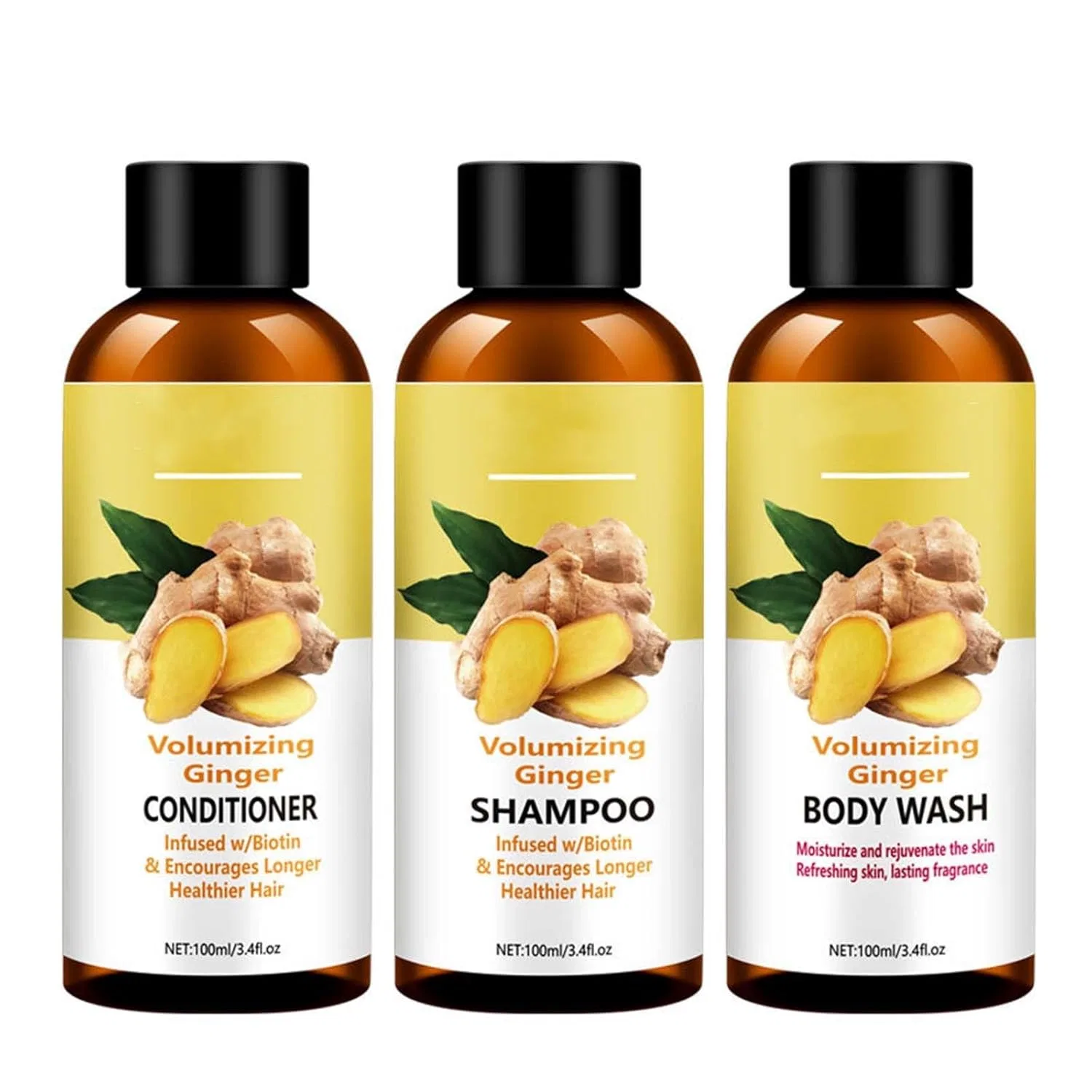 Набор для душа и волос Ginger Volumizing, MeiPlumLai, 3 предмета по 100 мл